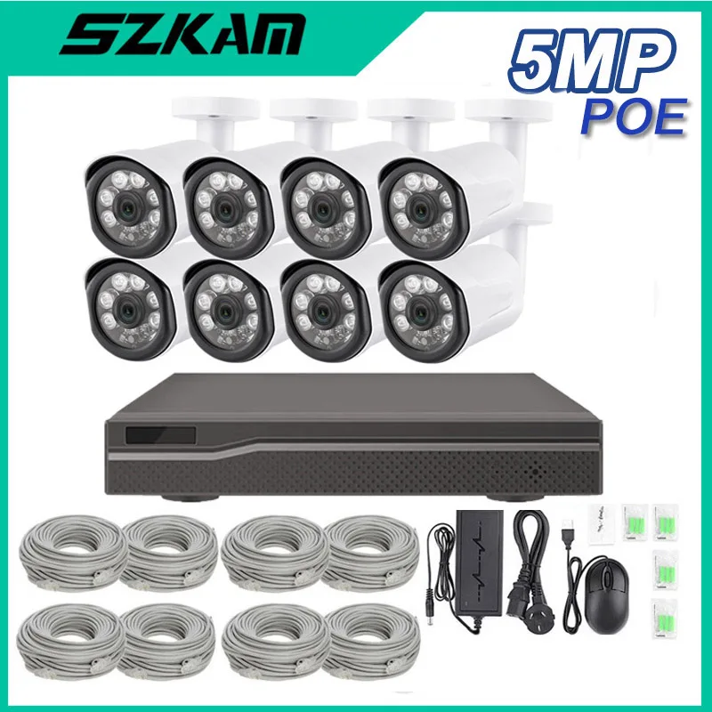 nvr kit poe sistema de camera seguranca gravacao audio ai ir visao noturna cctv a prova dip67 agua ip67 camera ip ao ar livre h265 p2p 3mp 5mp 8ch 01