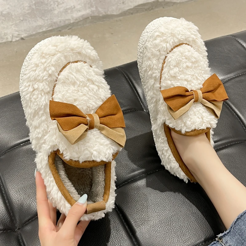 Bow-Knot Winter Shoes Women Clogs Platform Autumn Butterfly Creepers Fall Comfortable Slipper Cover Heel Butterfly-knot Slides