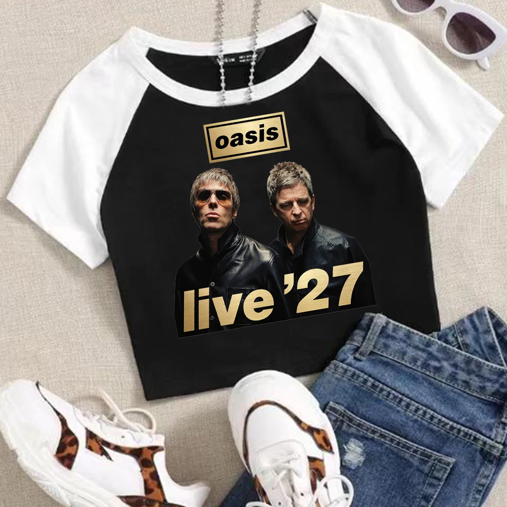 Oasis Live 27 UK And EU Tour 2027 Crop Raglan Tee Concert Hip Hop Streetwear Crop Tee