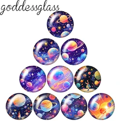 New universe Planets Stars Moon Earth 12mm/18mm/20mm/25mm Round photo glass cabochon flat back Making findings for Necklace