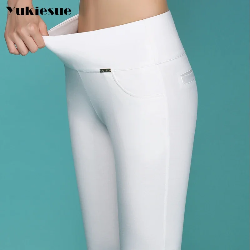 Hochwertige Bleistifthose, Caprihose für Damen, 2022, Sommerstil, hohe Taille, elastische dünne Hose, Damenhose, Pantalon Femme