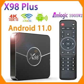 X98Plus TV Box Android 11.0 Amlogic S905W2 TVbox 4G 32G 64G AV1 BT 2.4G 5G Wifi 4K HDR lecteur multimédia vidéo X98 Plus décodeur
