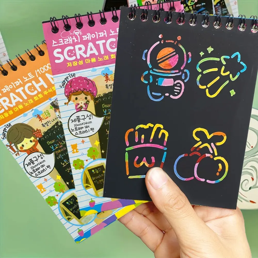 1pc Children\'s Scratch-off Art Set - DIY Rainbow Magic Doodle Book For Creative Painting - Perfect Party Gift for Kids