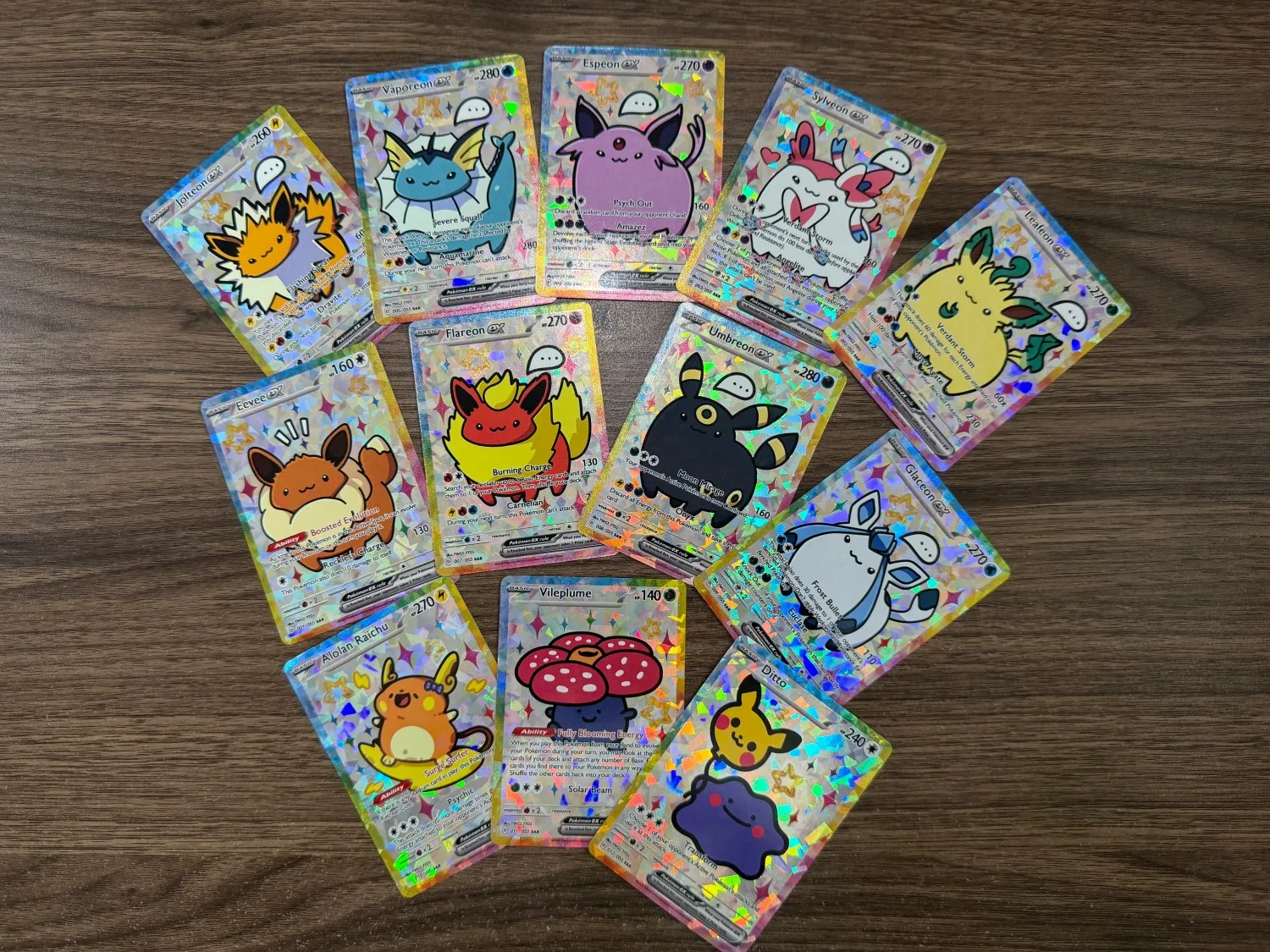 55Pcs Chibi DIY Card Poke Collection PTCG Holographic Cute Anime Version Classical Cards Gengar Charizard Eevee Pocket Monster