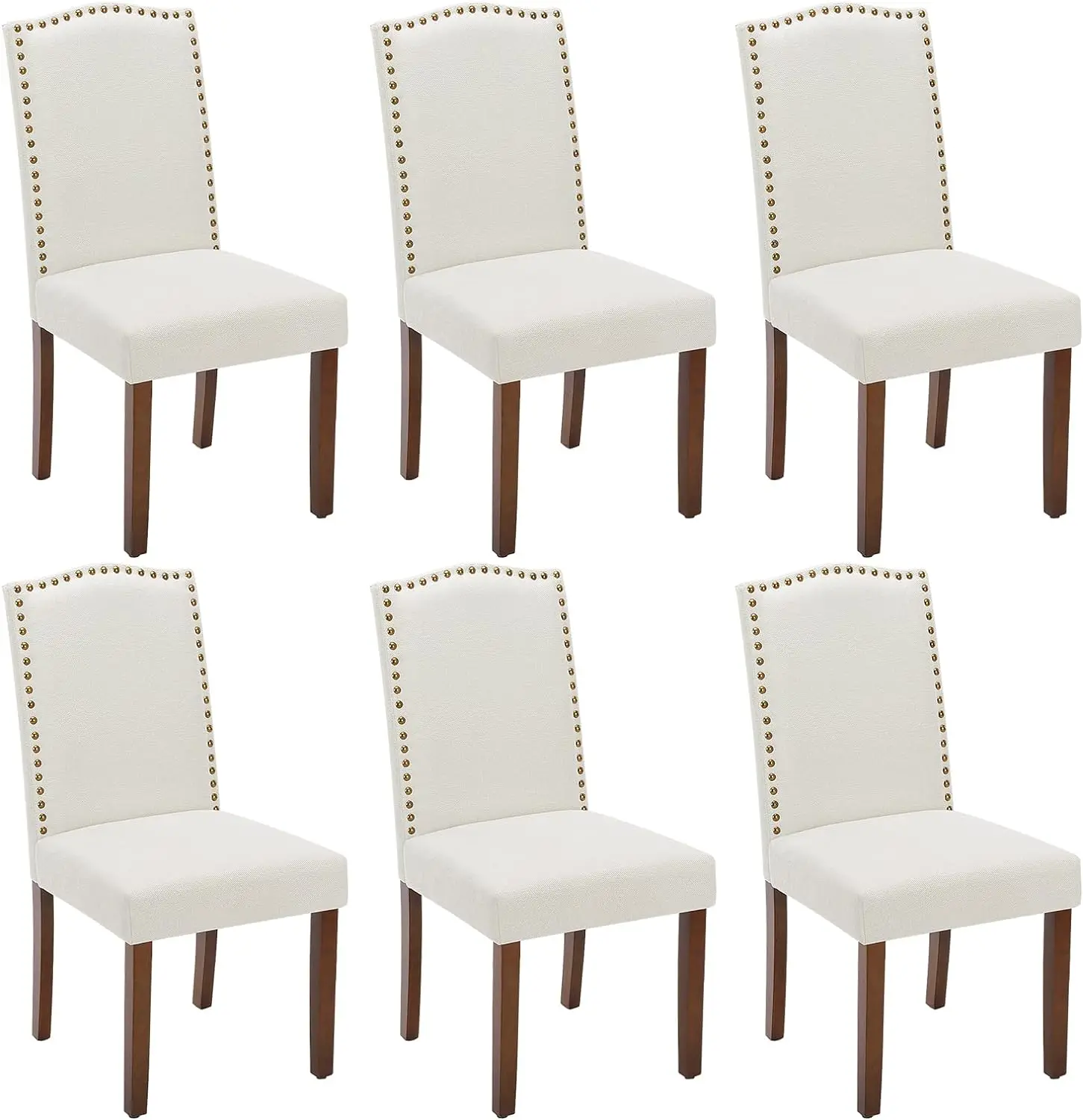 

DUMOS Dining Chairs Set of 6, Fabric Dining Room Chairs, Upholstered Parsons Chairs with Nailhead Trim and Wood Legs