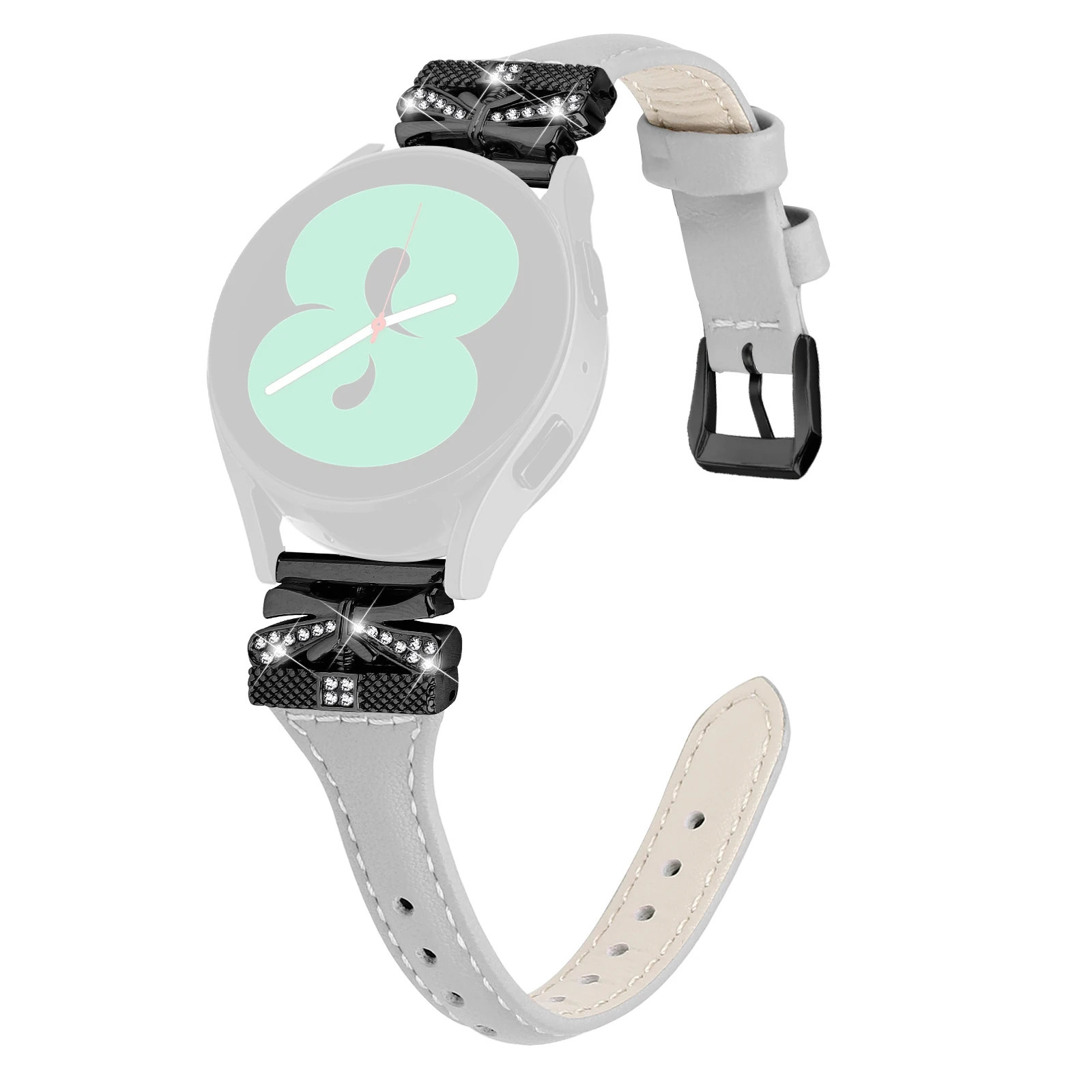 

For Samsung Galaxy Watch3 41mm / Watch FE 40mm / Watch4 / Watch5 / Watch4 Classic / Watch5 Active Watchband Black Buckle 20mm -