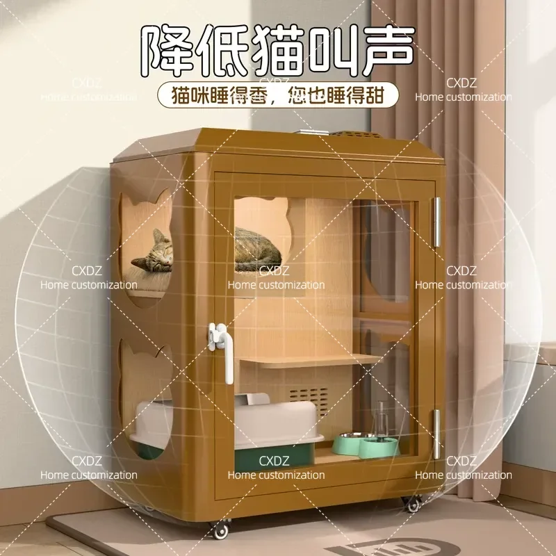 Soundproof Cat Cage Hut Mini Silent Compartment Sleeping Cabin Movable Pet Room Simple Small Household Nest