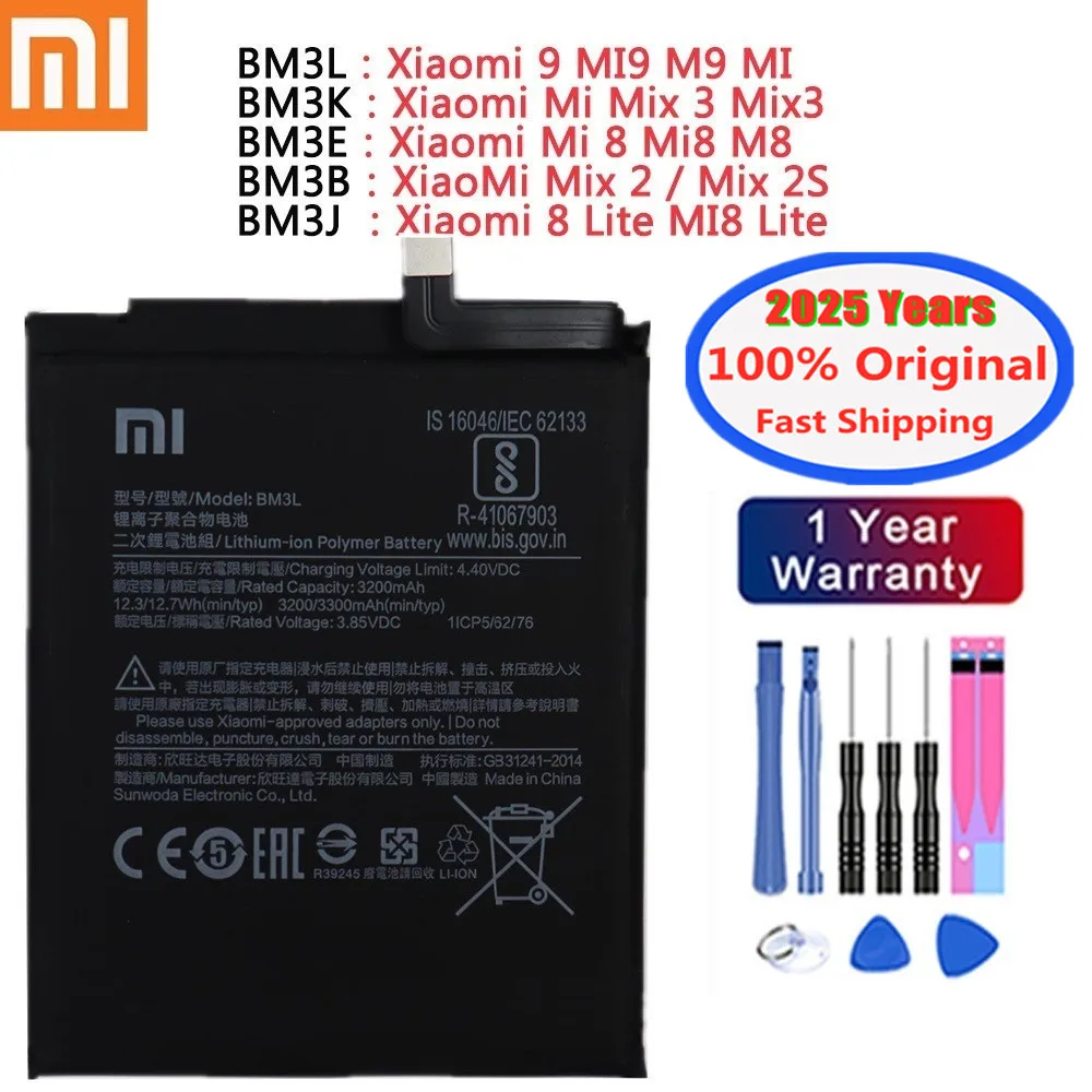 

2025 Years Xiaomi Original Phone Battery for Xiaomi 9 MI9 Mi Mix 3 Mix3 Mi 8 Mi8 M8 Mix 2 Mix 2S 8 Lite MI8 Lite Phone Batteries