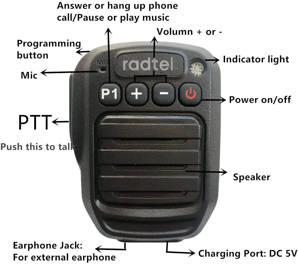 Imagem -04 - Rádio em Dois Sentidos sem Fio Bluetooth Compatível Speaker Mic Ombro Microfone para Icom Ic-v82 Ic-v85 Ic-f3000 F3001 F3002 F300