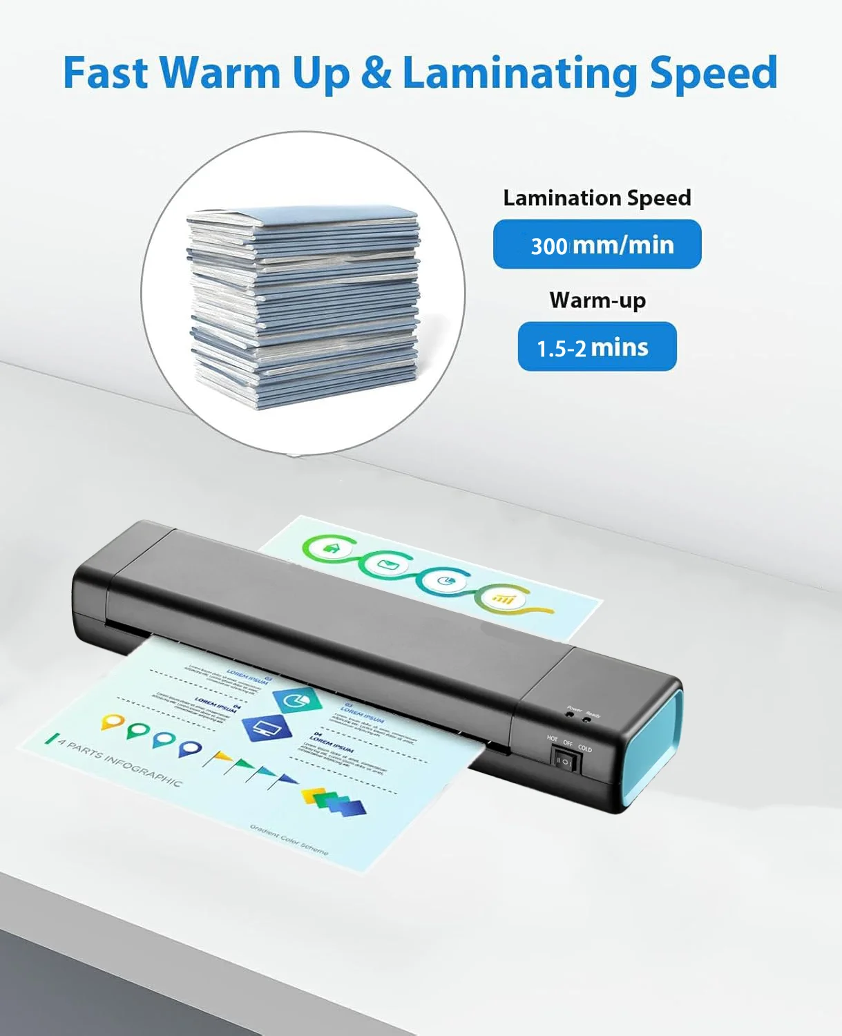 A3  Laminator Machine 13 Inch with 10 Laminating Sheets  Hot & Cold Thermal Laminator for Home/School/Office