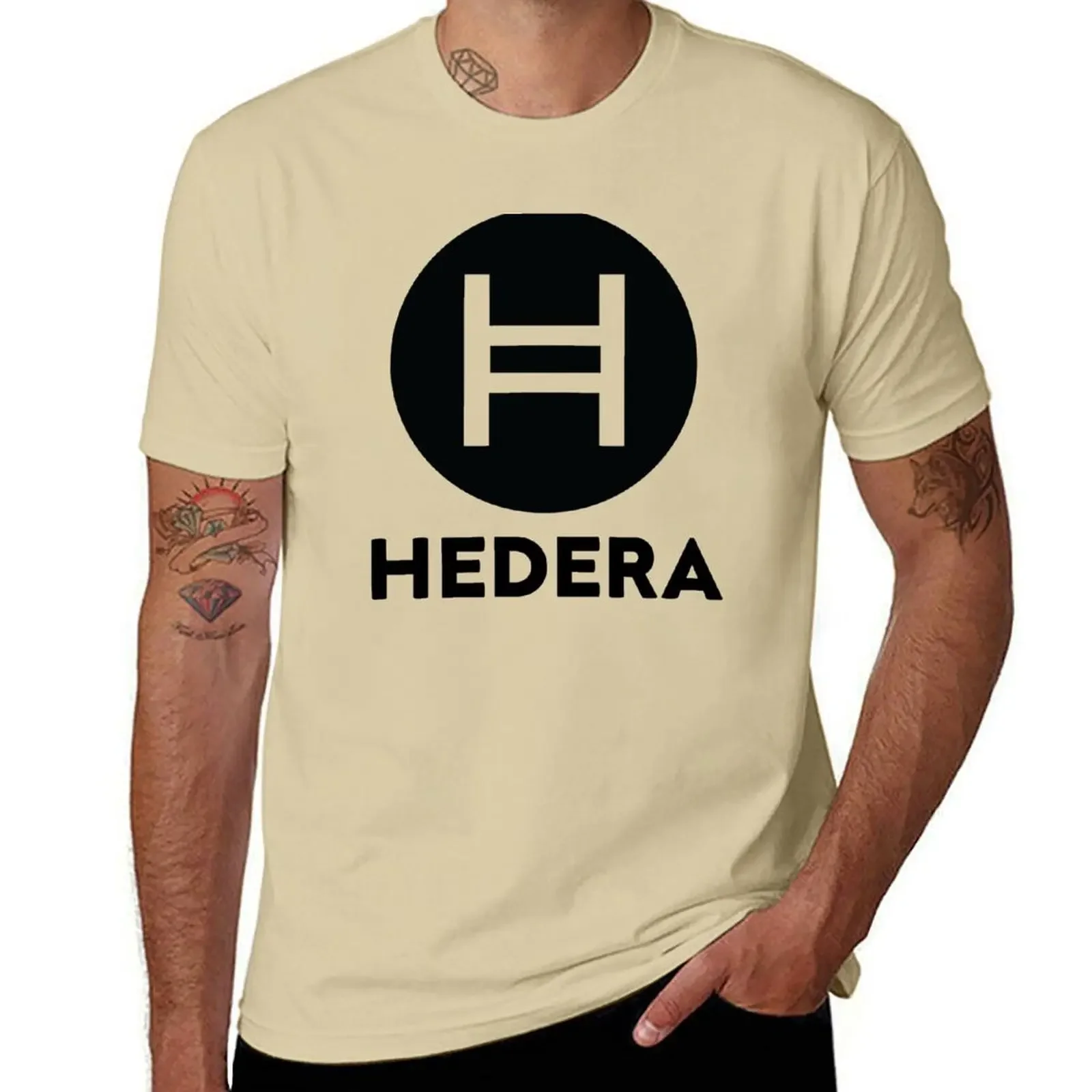 Short sleeve tee oversized men clothings hedera hashgraph cryptocurrency trading (transparency H logo) T-Shirt funny summer new