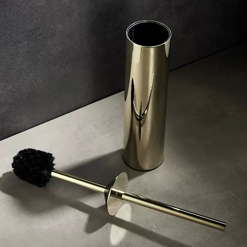 Toilet Brush Holder 304 Stainless Steel Gold Bathroom Toilet Bowl Cleaner Bathroom Accessories Wall Mounted Long Durable Style