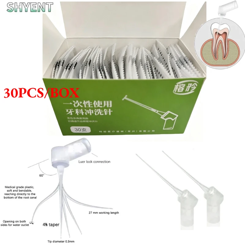 30Pcs/Box Dental Endodontic Endo Disposable Irrigation Needle Tip Spiral Pattern Lock Irrigation Needles with Bilateral Open