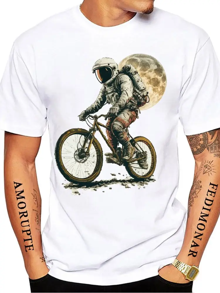 Summer men\'s short sleeved bicycle 3D printing road bicycle sports white casual vintage T-shirt top