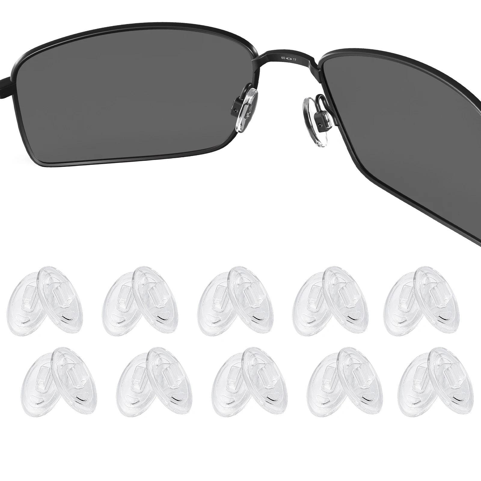 

E.O.S Silicon Rubber Replacement Clear Nose Pads for OAKLEY Plaintiff OO4057 - 61mm Plaintiff Squared Frame Multi-Options