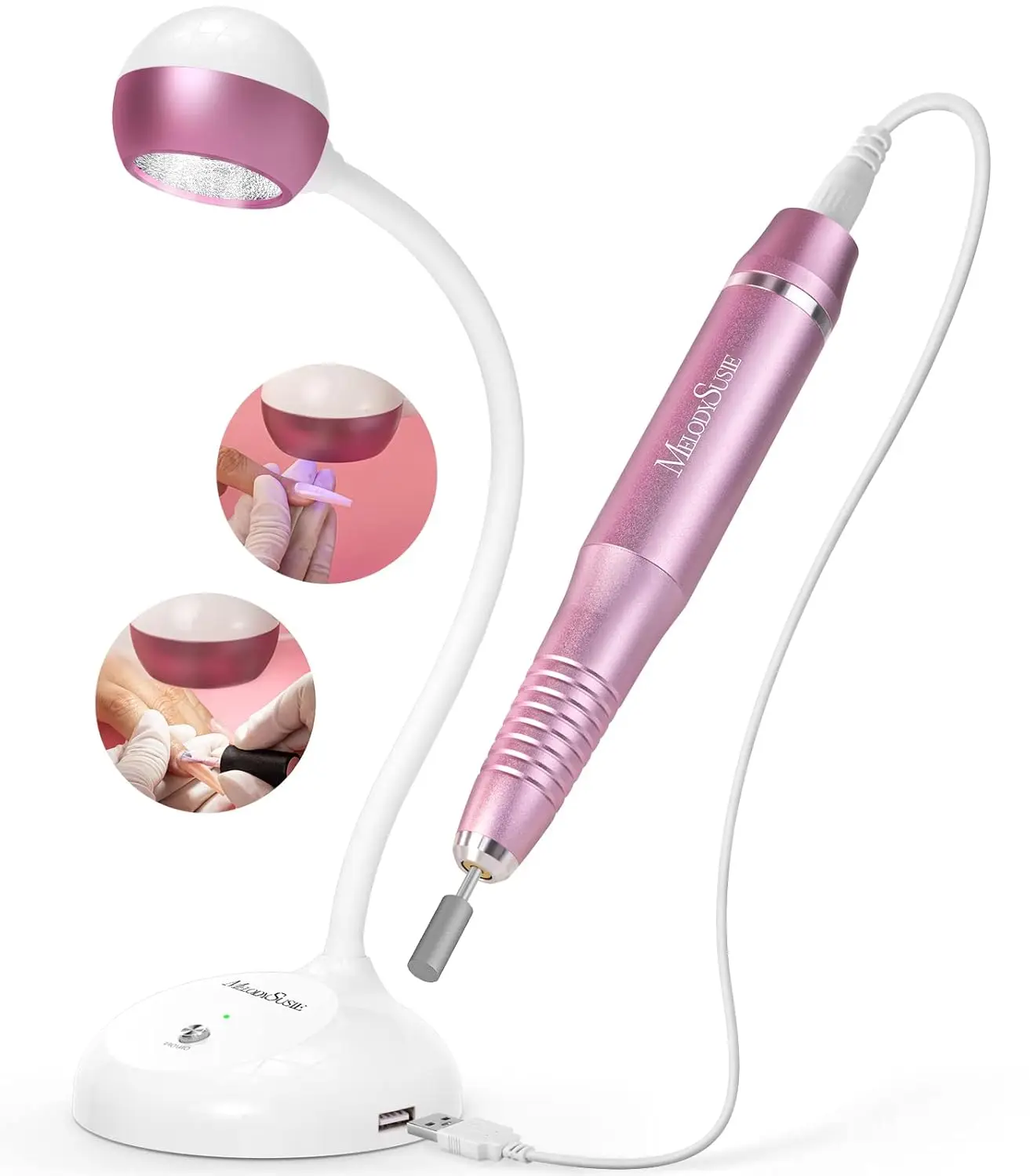 

Professional LED UV Nail Lamp with Drill, Rechargeable Cordless Kit for Gel and Acrylic Nails, 2 Modes