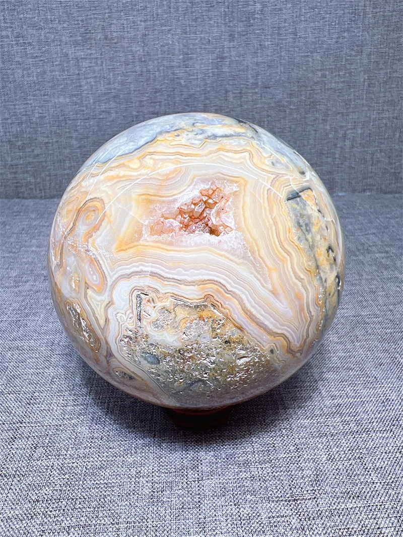 Natural Cazy Lace Aagate Sphere Free Form Tumble Crystal Mineral Madagascar Healing Palm Workmanship Ornament Carving Chip Natu