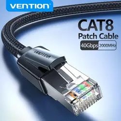 Vention CAT8 Ethernet Cable 40Gbps Gaming High Speed CAT8 Networking Cotton Braided Internet Lan Cord for Laptops PS5 RJ45 Cable