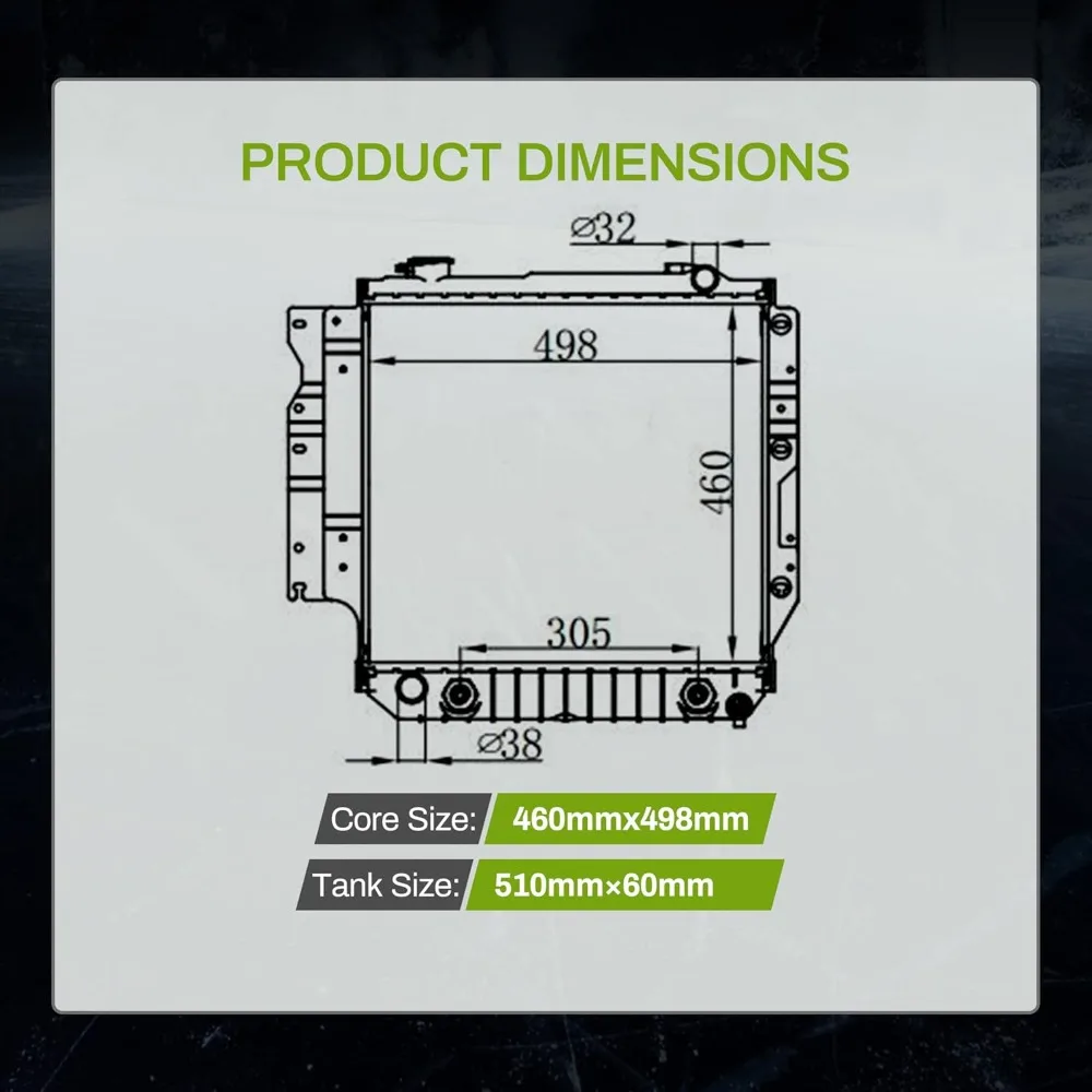 Radiatore per Jeep Wrangler 1997-2006 con motore 4.0L L6, adatto per modelli 2003-2006 con motore 2.4L L4, compatibile con 199