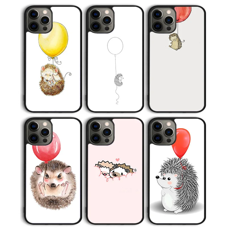 Hedgehog and Balloon Phone Case Back Cover for iPhone 16 15 SE2020 14 13 11 12 Pro Max mini XS XR X PlusS Shell Coque