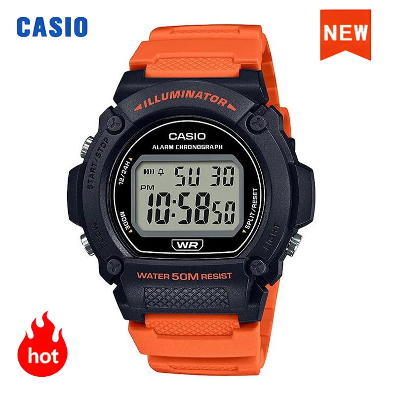 ساعة كاسيو للرجال بشاشة عرض رقمية بحزام راتينج كوارتز ساعة رياضية عصرية مقاومة للماء حتى 50 متر للرجال