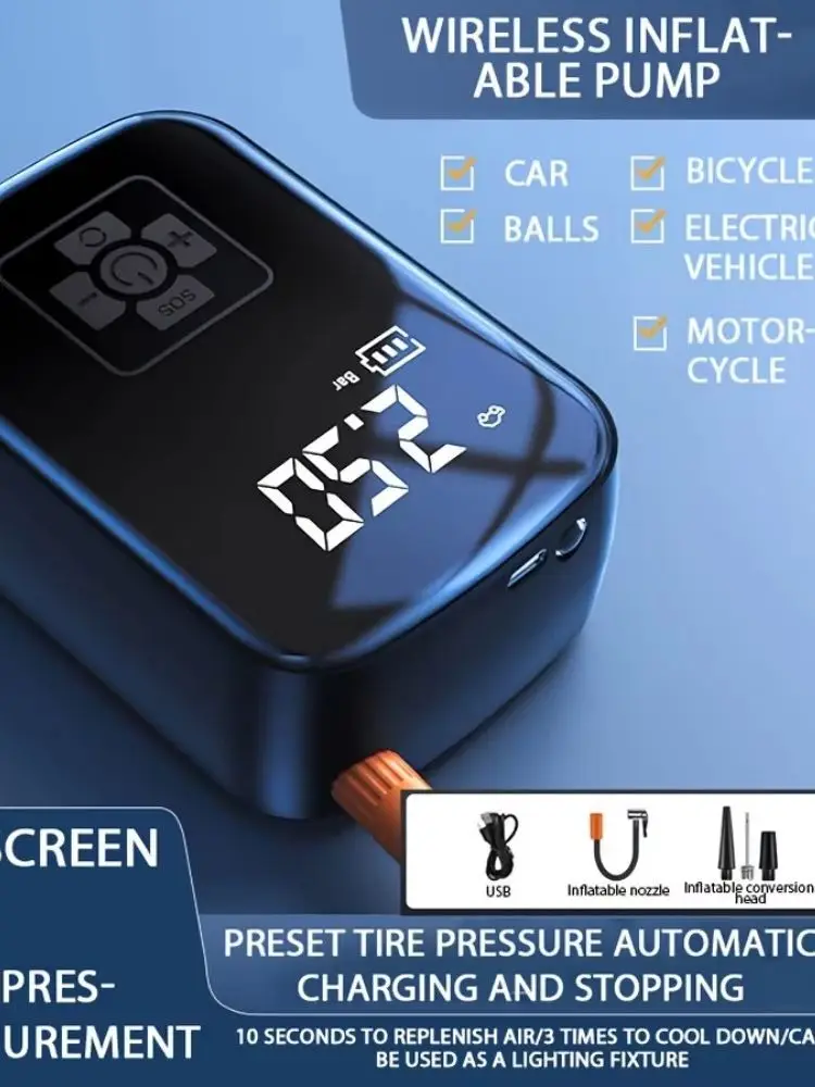 AliExpress NONE Ultra Portable Handheld Wireless Tire Air Compressor Inflator Dual Power Built In LED Emergency Light Fast Powerful Inflator For Car Motorcycle Bicycle Tyres Outdoor Camping Portable Air Pump For Road