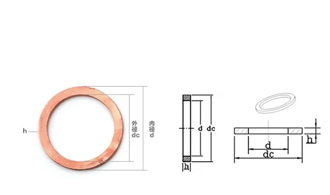 Extra thick 4mm 5mm T2 Solid Copper Washer Shim Flat Ring Gasket Rings Seal Plain Washers M6 M8 M10 M12 M14 M16 M18 M20 M30 M50