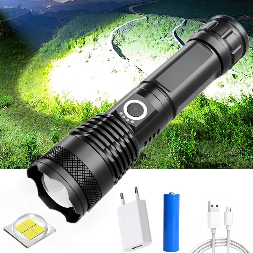 Durable Aluminum Led Flashlight Powerful Tactical Torch High Lumen Rechargeable Light For Outdoor Camping Emergency Hiking Gear