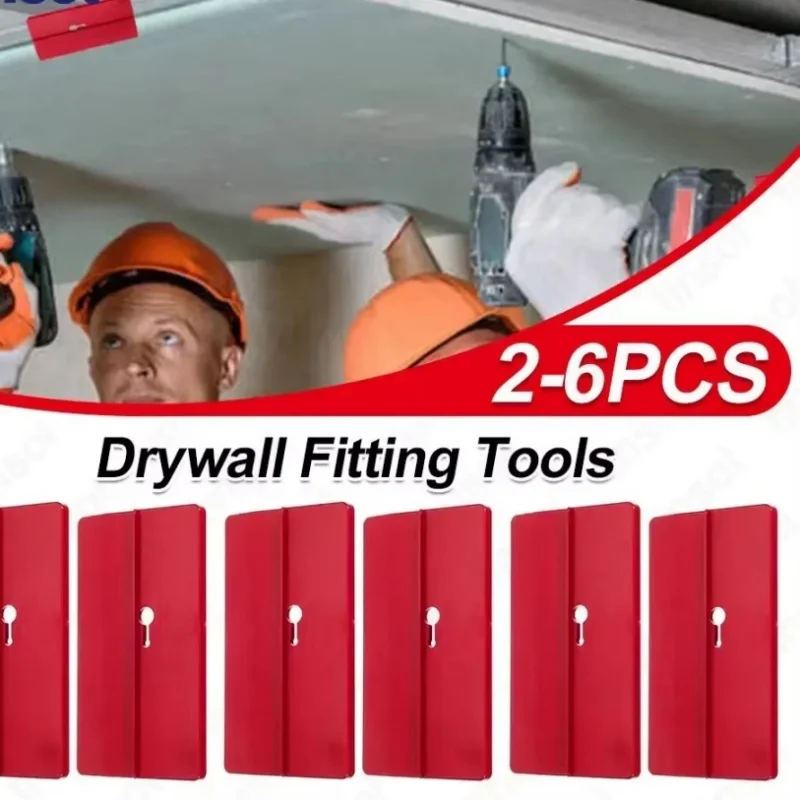 6pcs Drywall Fitting Tool Plasterboard Fixing Ceiling Positioning Plate Room Ceiling Sloped Wall Dec Carpenter Tool Red