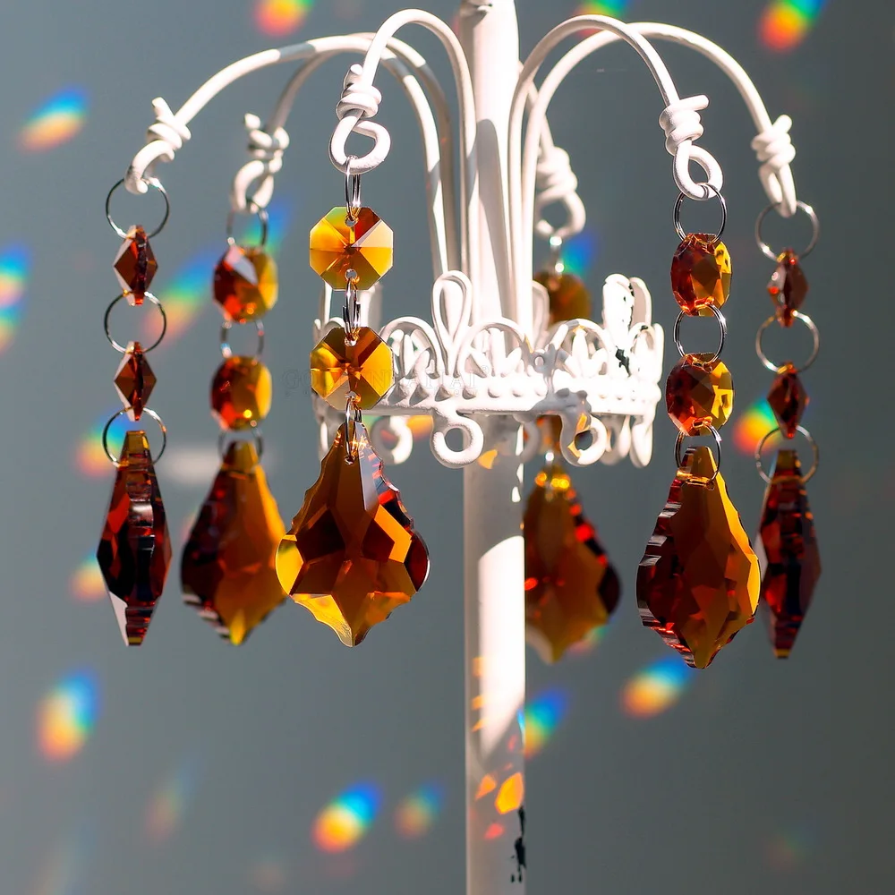 13 colors Crystal Prisms Suncatcher Baroque Maple Leaf Pendant  Chandelier Parts Glass Sun Catcher Home Window Decor Figurine