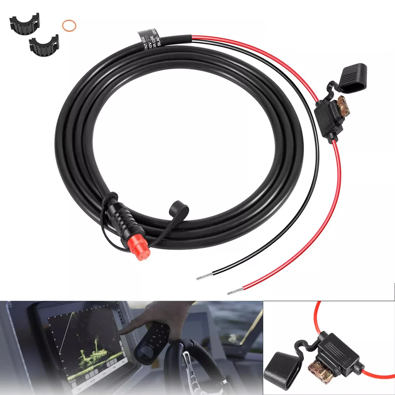 010-11425-01 Threaded Transducer Power Cable for Garmin GLS 10 Sonar Module, GPSMAP 6200, 7200, 8200 MFD Series, 8500, 8530 Back