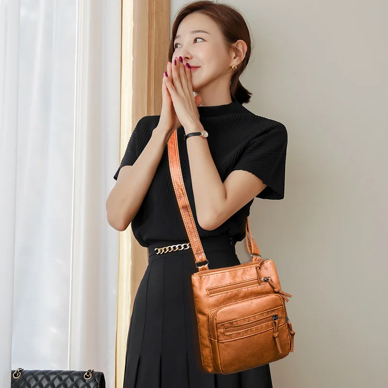 New Fashion Simple Women\'s Designer Handbag 2021 High Quality PU Leather Small Messenger Bag Solid Color Shoulder Crossbody Bags