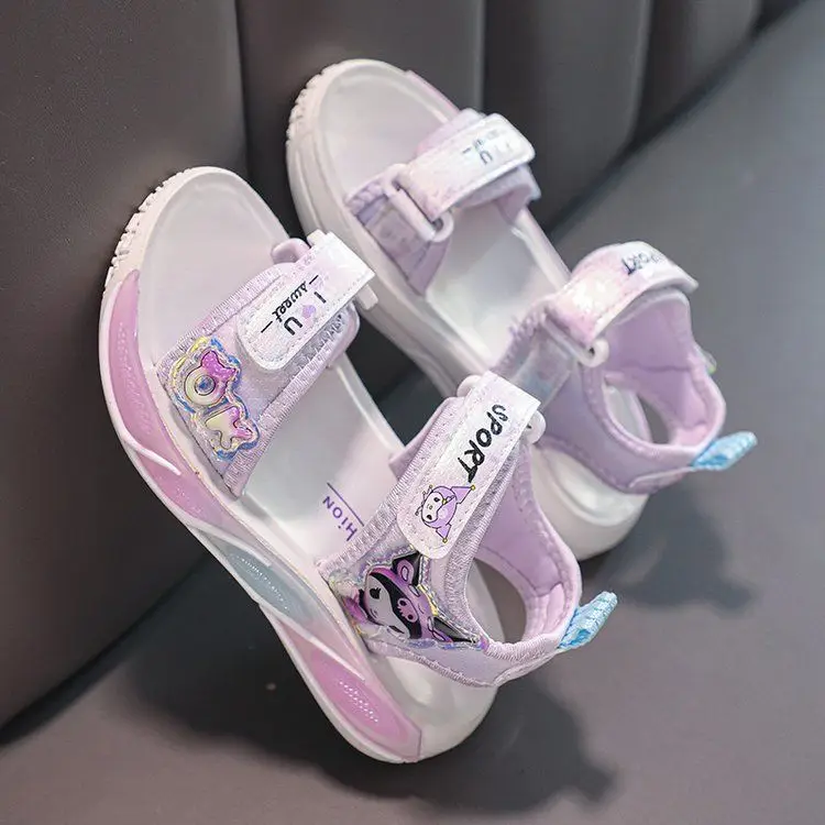 Sanrio Kuromi Toddler Girls Summer Sport Sandals Adjustable Hook Loop Open Toe Non-Slip Soft Sole Shoes Lightweight Casual Beach - view 6