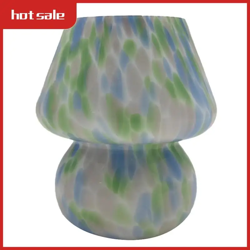 

BEAU-Mushroom Table Lamp Small Bedside Table Glass Lamp Translucent Glass Desk Lamp For Living Room US Plug