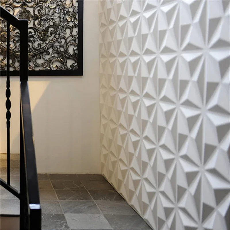 Matte White Wallpaper Mural Decorative 3D Wall Panel Diamond Design Tile-Wall Panel-Mold 3D Wall Sticker