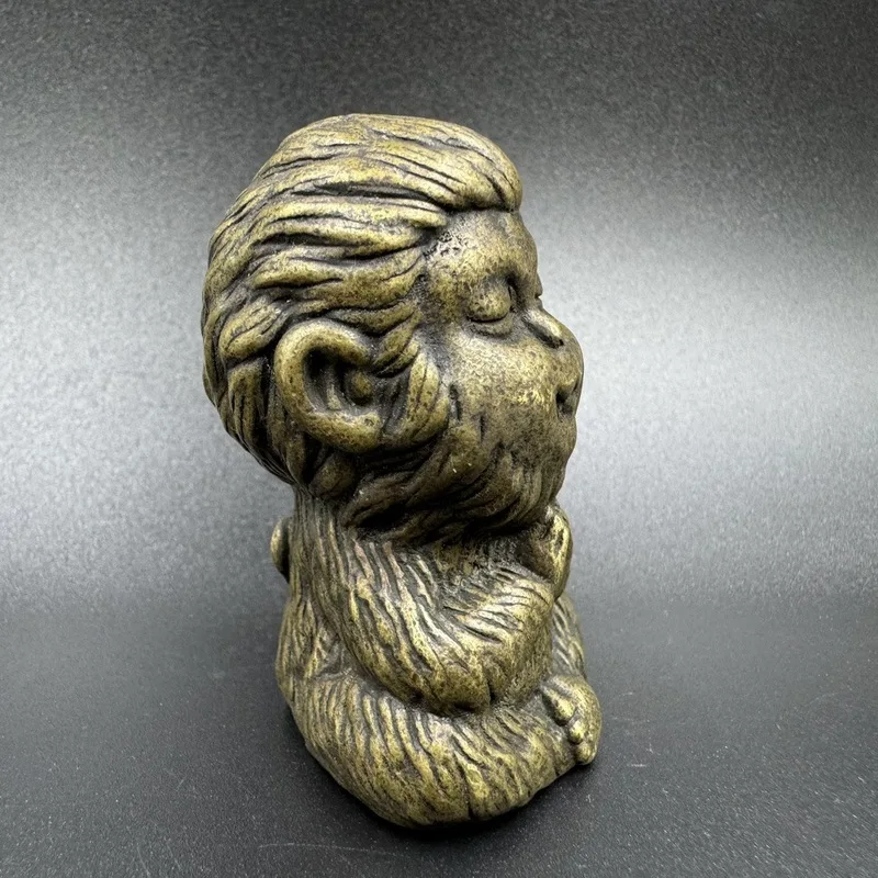 Brass figure of Buddha of Victory, Sun Wukong, the King, monkey car decoration
