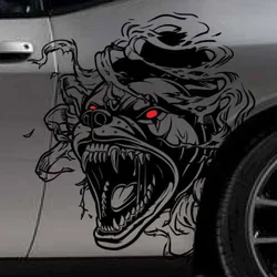 Growling Pitbull Dog Tearing Ripped Tattoo Grunge Tribal Door Bed Side Pickup Vehicle Truck Vinyl Graphic Decal 2PCS