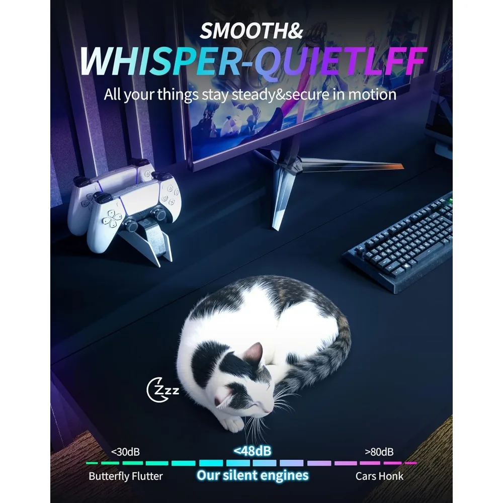 Electric Standing Desk Adjustable Height Computer Desk for Home Office and Gaming, 48x24 inches Black Memory Desks