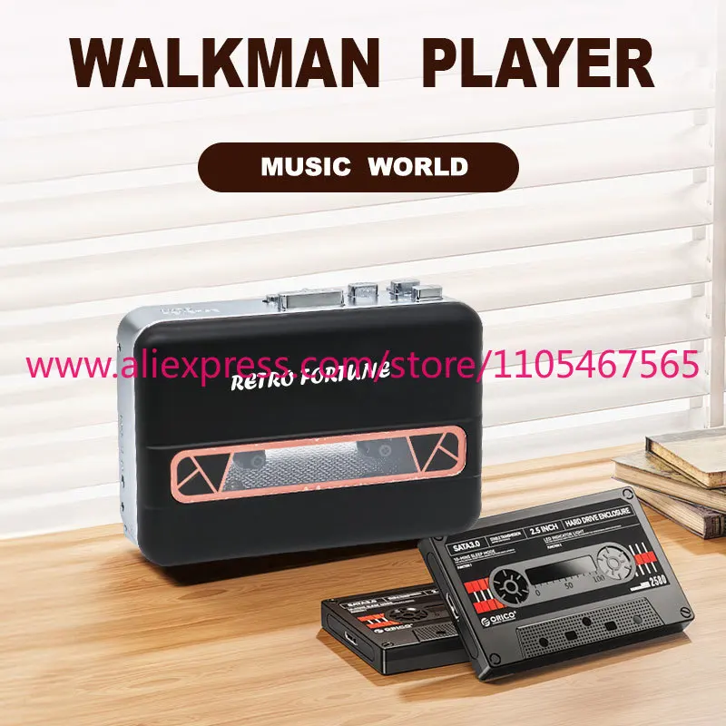 Vintage portable cassette player with FM radio custom logo Walkman cassette recorder
