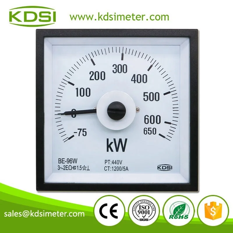 Instant Flexible BE-96W 3P3W -75-650kW 440V 1200/5A Wide Angle Panel Mounting Power Meter