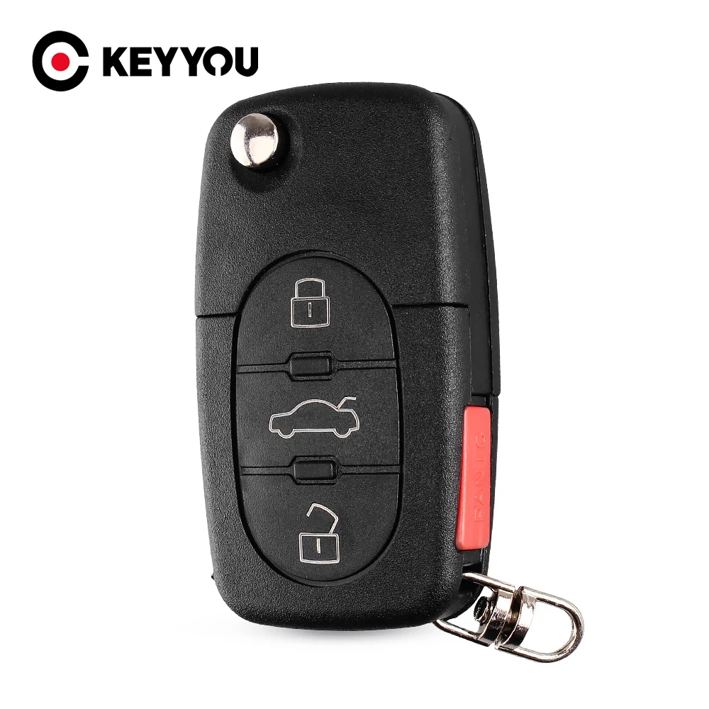 

KEYYOU For Audi TT A4 A6 A8 S4 S6 S8 Old Models CR1620/CR1616 3 Buttons Flip Folding Remote Key Case Shell HU66 Blade