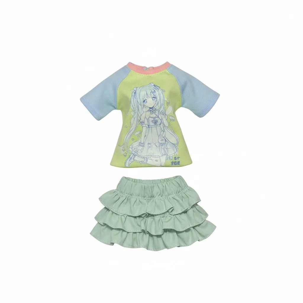 30/45cm Dolls Clothes Suit Leisure College Style T-shirt Cake Skirt with Leg Socks for 1/4 1/6 BJD Doll Dress Up DIY Accessories