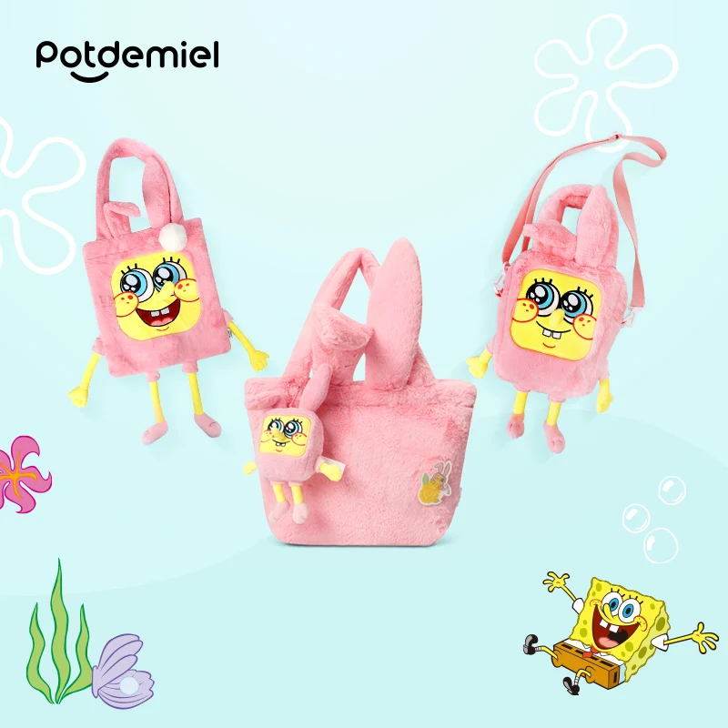

Potdemiel SpongeBob SquarePants Anime Character Cartoon Cute Shoulder Bag Kawaii Girl Heart Girl Casual Storage Handbag Gifts