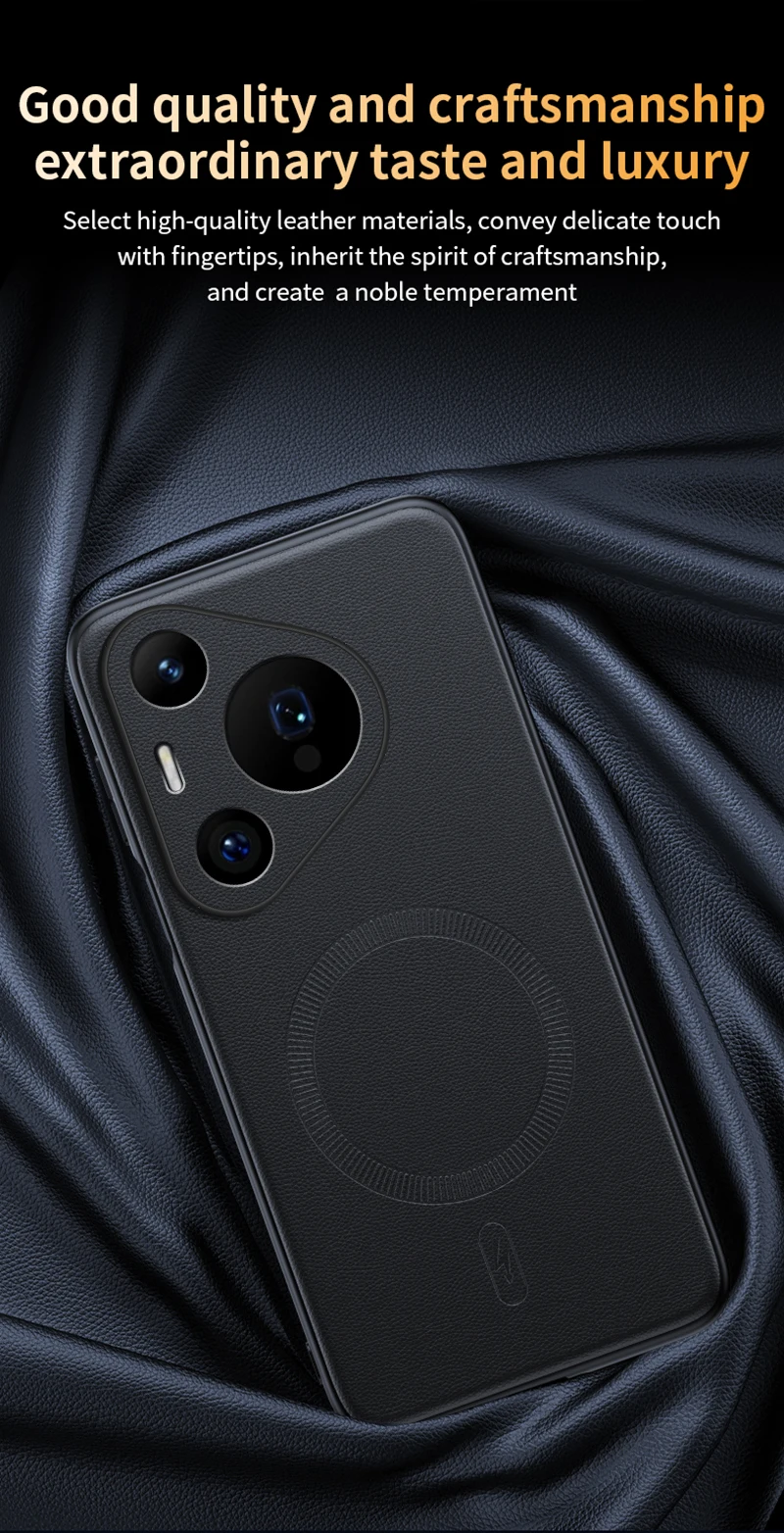 Für Huawei Pura 70 Pro: Magnetische Schutzhülle aus Leder, hochwertige, rutschfeste PC+TPU-Hülle mit Anti-Fingerabdruck-Beschichtung. – Detail 8
