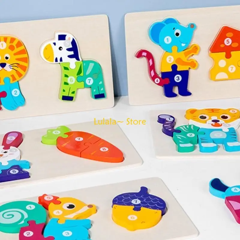 Y4QA ألغاز خشبية للأطفال الصغار ألعاب ألغاز ثلاثية الأبعاد للأطفال الصغار ألعاب تعليمية ألغاز خشبية مقطوعة