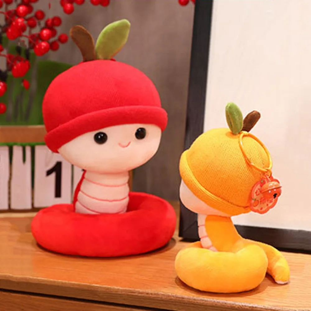 With Keychain Persimmon Snake Year Plush Toy Happy New Year Good Luck Snake Year Mascot Toy Cartoon PP Cotton