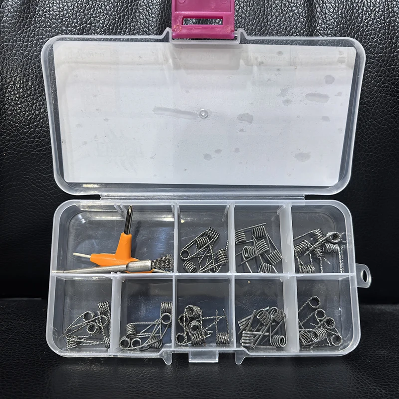 50Pcs/Set Pre Built Coils RTA RDA Flat Twisted Fused Clapton Quad Hive Alien 10 in 1 Resistance Wire Premade Coil