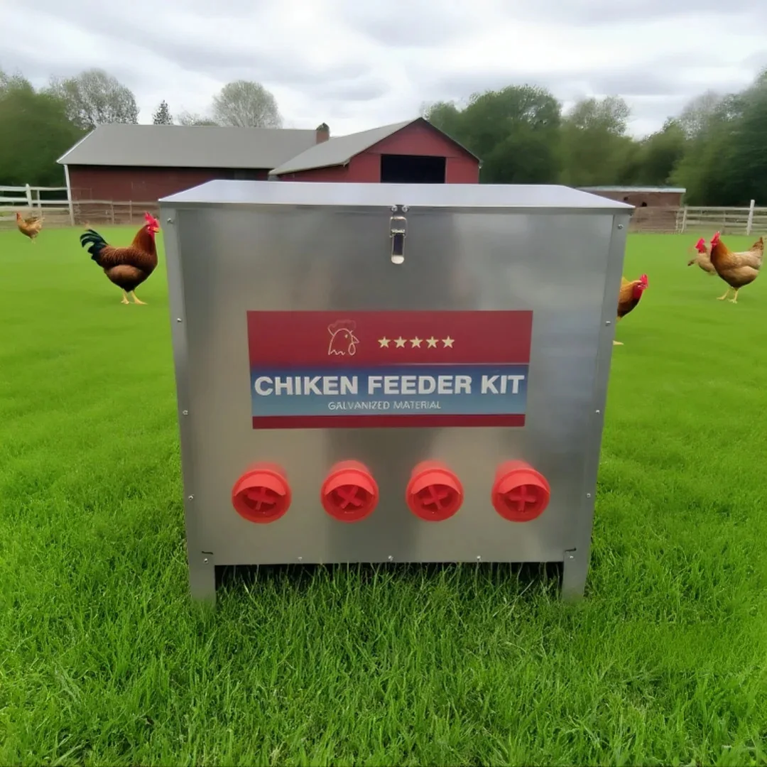 Galvanized chicken feeder, waste-free split metal poultry feeder