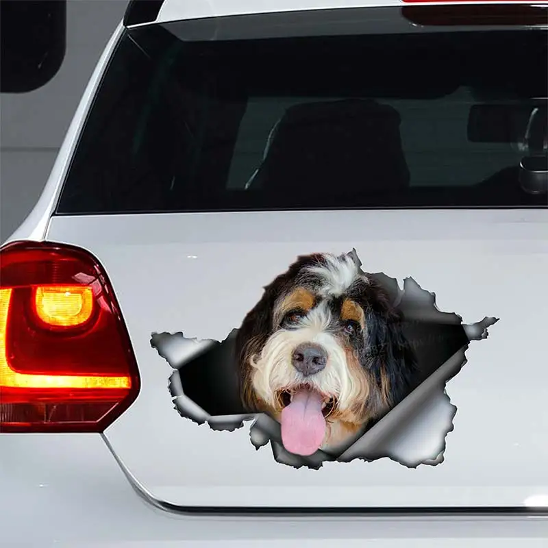 

Tri-color Bernedoodle Car Sticker Waterproof Decal on Bumper Rear Window Laptop Self-adhesive Decal For Car Accessories SH332