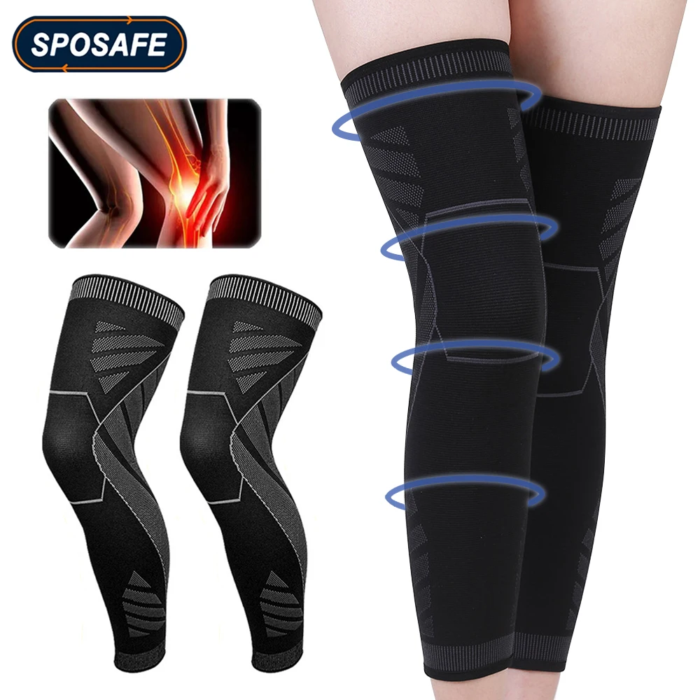 1Pair Sport Full Leg Compression Sleeves Knee Braces Support Protector for Weightlifting Arthritis Joint Pain Relief Muscle Tear